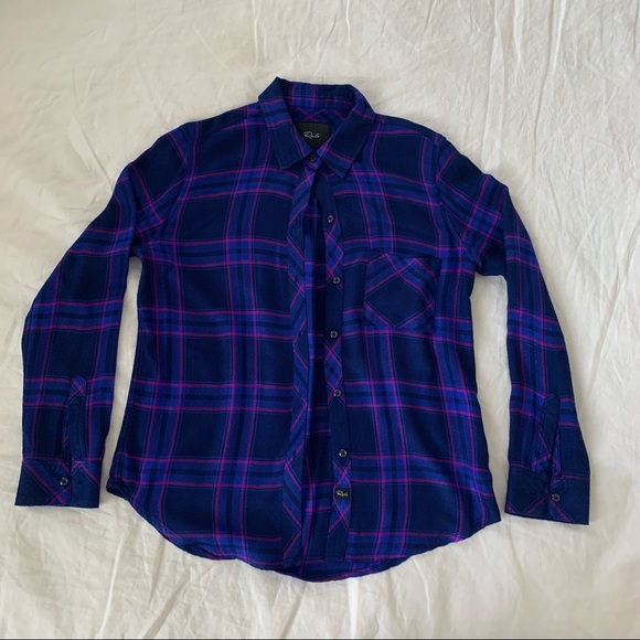 Chemise Flanelle Rails Femme - Taille S - Violet/Rose - Manches Longues - Coupe Relaxed - Occasion Très Bon État